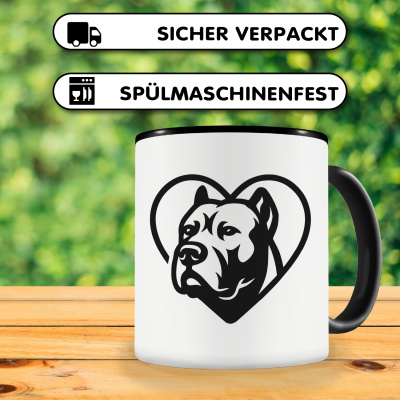Tasse mit dem Motiv  Herz mit Dogo Canario Kopf - Ansicht 4