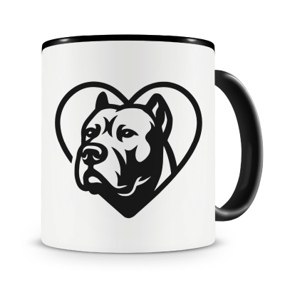 Tasse mit dem Motiv  Herz mit Dogo Canario Kopf