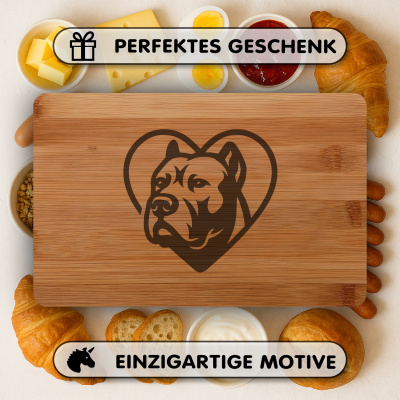 Frhstcksbrettchen mit Herz mit Dogo Canario Kopf Gravur - Ansicht 4