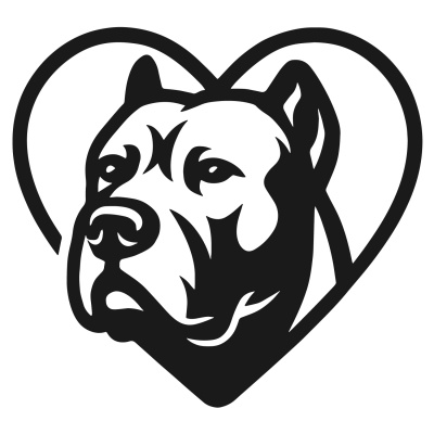 Herz mit Dogo Canario Kopf Autoaufkleber