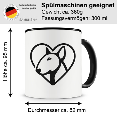 Tasse mit dem Motiv  Herz mit Bullterrier Kopf - Ansicht 2