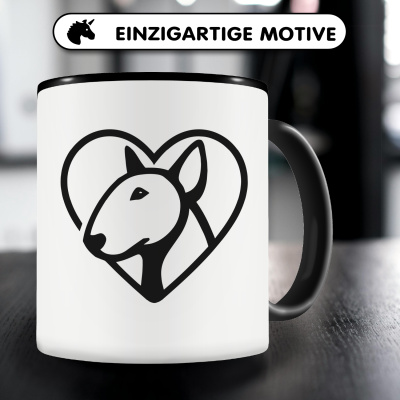 Tasse mit dem Motiv  Herz mit Bullterrier Kopf - Ansicht 3