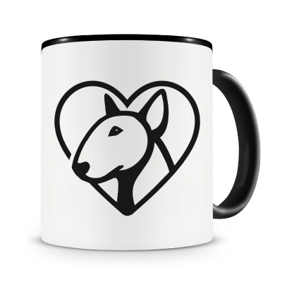 Tasse mit dem Motiv  Herz mit Bullterrier Kopf