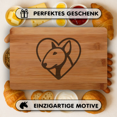 Frhstcksbrettchen mit Herz mit Bullterrier Kopf Gravur - Ansicht 4