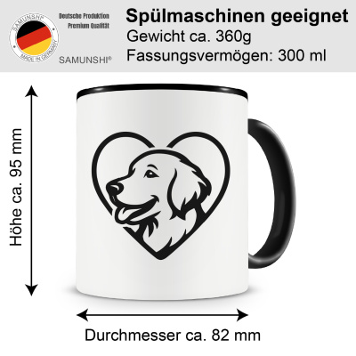Tasse mit dem Motiv  Herz mit Golden Retriever Kopf - Ansicht 2