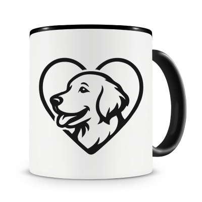 Tasse mit dem Motiv  Herz mit Golden Retriever Kopf