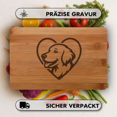 Frhstcksbrettchen mit Herz mit Golden Retriever Kopf Gravur - Ansicht 3