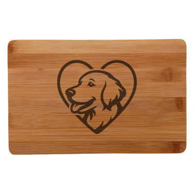 Frhstcksbrettchen mit Herz mit Golden Retriever Kopf Gravur