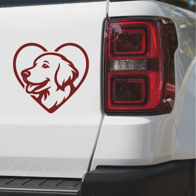 Herz mit Golden Retriever Kopf Autoaufkleber - Ansicht 2