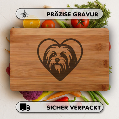 Frhstcksbrettchen mit Herz mit Havaneser Kopf Gravur - Ansicht 3