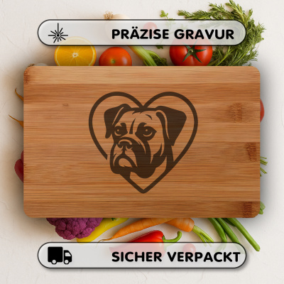 Frhstcksbrettchen mit Herz mit Boxer Kopf Gravur - Ansicht 3