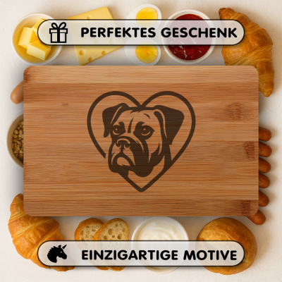 Frhstcksbrettchen mit Herz mit Boxer Kopf Gravur - Ansicht 4