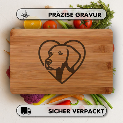 Frhstcksbrettchen mit Herz mit Magyar Vizsla Kopf Gravur - Ansicht 3