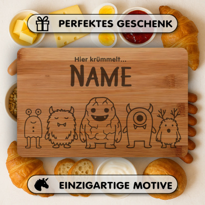 Frhstcksbrettchen mit Grusel Monster Bande Gravur - Ansicht 4