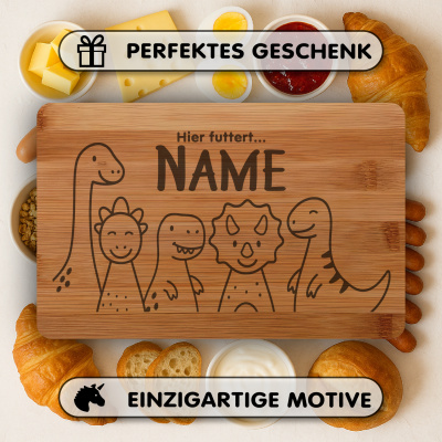 Frhstcksbrettchen mit Se Dino Freunde Gravur - Ansicht 4