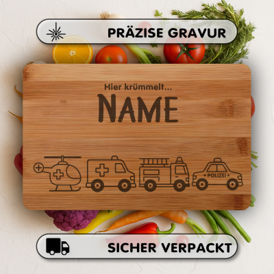 Frhstcksbrettchen mit Einsatzfahrzeuge Gravur - Ansicht 3