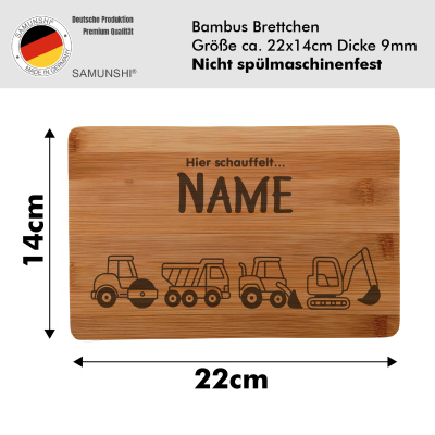 Frühstücksbrettchen mit Baustellenfahrzeuge Gravur - Ansicht 2