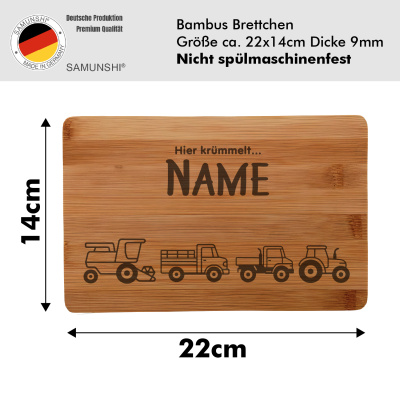 Frhstcksbrettchen mit Bauernhoffahrzeuge Gravur - Ansicht 2