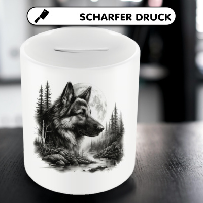 Spardose mit dem Motiv Schferhund im Wald - Ansicht 5