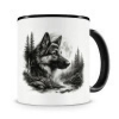 Tasse mit dem Motiv Schferhund im Wald