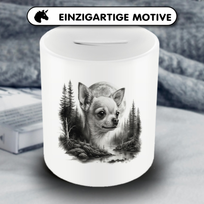 Spardose mit dem Motiv Chihuahua im Wald - Ansicht 3