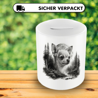 Spardose mit dem Motiv Chihuahua im Wald - Ansicht 4
