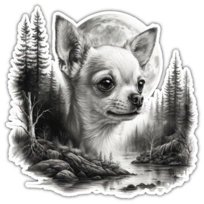 Wandtattoo  Chihuahua im Wald 