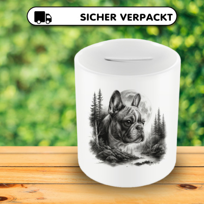 Spardose mit dem Motiv Franzsische Bulldogge im Wald - Ansicht 4