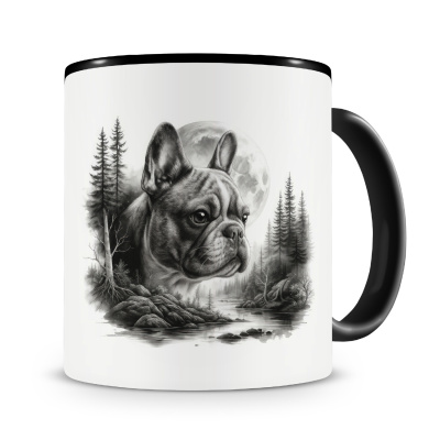 Tasse mit dem Motiv Franzsische Bulldogge im Wald