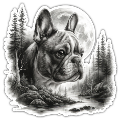 Wandtattoo  Franzsische Bulldogge  im Wald 