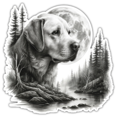 Wandtattoo  Labrador Retriever im Wald 