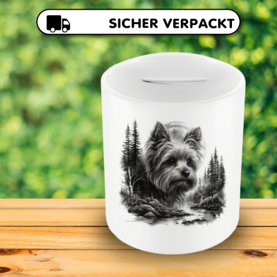 Spardose mit dem Motiv Yorkshire Terrier im Wald - Ansicht 4
