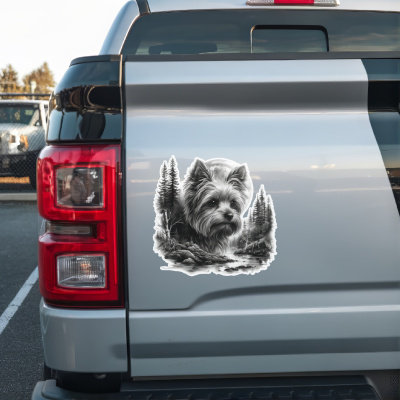 Yorkshire Terrier im Wald Aufkleber Bunt - Ansicht 2