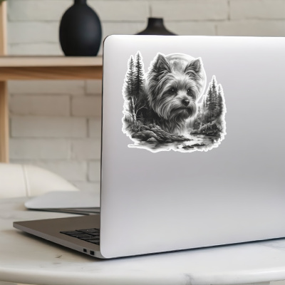 Yorkshire Terrier im Wald Aufkleber Bunt - Ansicht 5