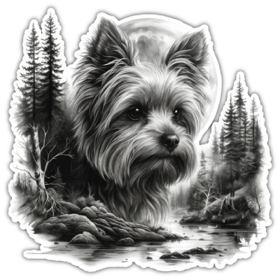 Wandtattoo  Yorkshire Terrier im Wald 