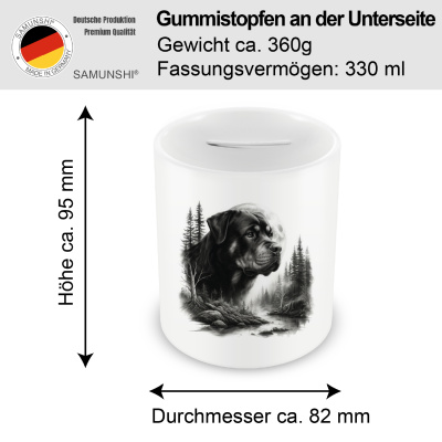 Spardose mit dem Motiv Rottweiler im Wald - Ansicht 2