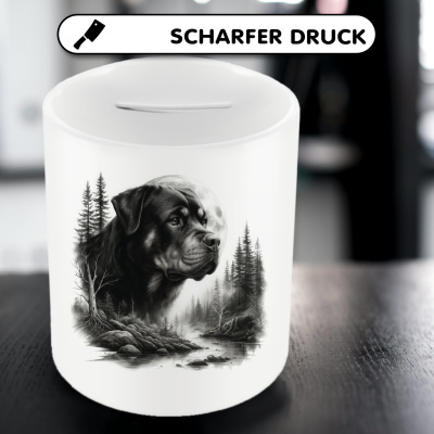 Spardose mit dem Motiv Rottweiler im Wald - Ansicht 5