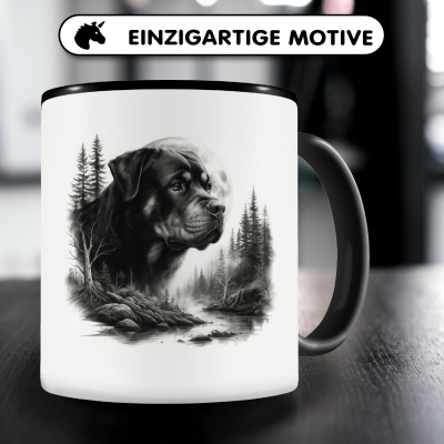 Tasse mit dem Motiv Rottweiler im Wald - Ansicht 3