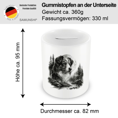 Spardose mit dem Motiv Australian Shepherd im Wald - Ansicht 2