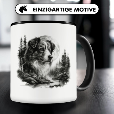 Tasse mit dem Motiv Australian Shepherd im Wald - Ansicht 3