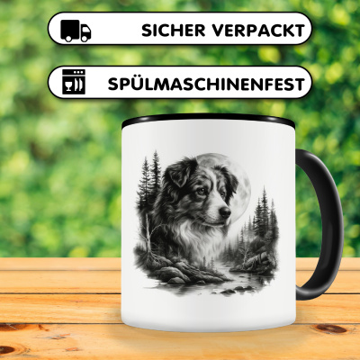 Tasse mit dem Motiv Australian Shepherd im Wald - Ansicht 4