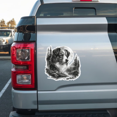 Australian Shepherd im Wald Aufkleber Bunt - Ansicht 2