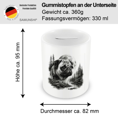 Spardose mit dem Motiv Mops im Wald - Ansicht 2