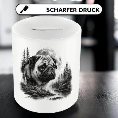 Spardose mit dem Motiv Mops im Wald - Ansicht 5