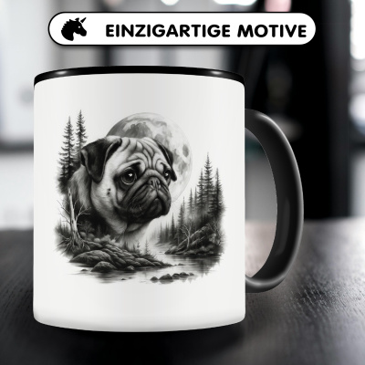 Tasse mit dem Motiv Mops im Wald - Ansicht 3