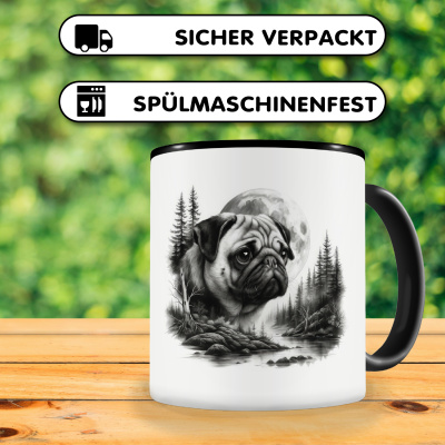 Tasse mit dem Motiv Mops im Wald - Ansicht 4
