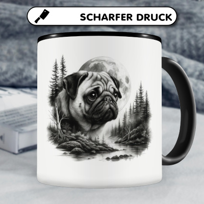 Tasse mit dem Motiv Mops im Wald - Ansicht 5