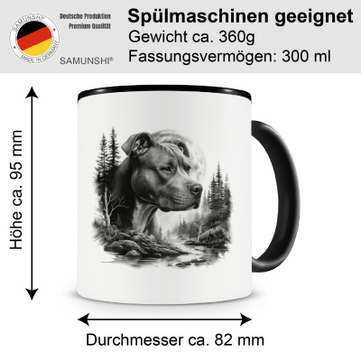 Tasse mit dem Motiv American Pit Bull Terrier im Wald - Ansicht 2