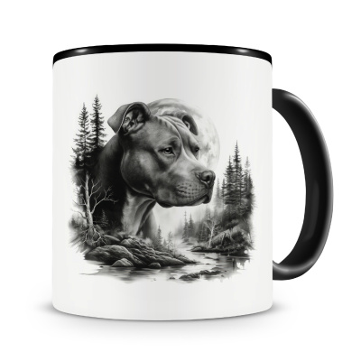 Tasse mit dem Motiv American Pit Bull Terrier im Wald