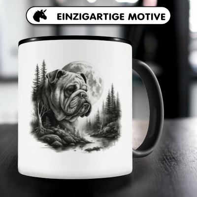 Tasse mit dem Motiv Bulldogge im Wald - Ansicht 3